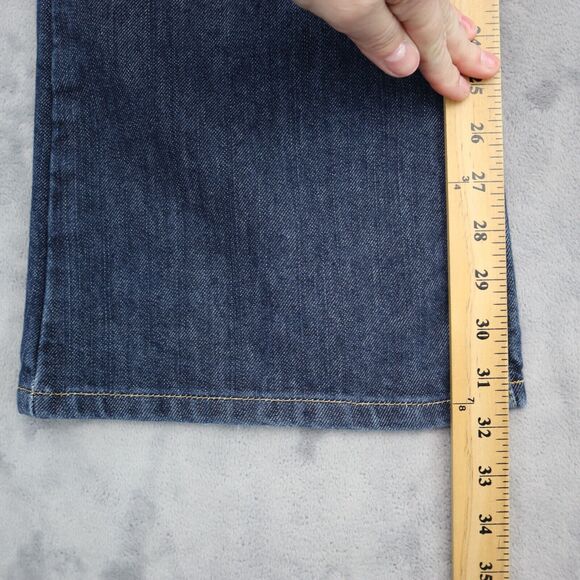 Calvin Klein Pants Womens 11 Blue Flare Low Rise Button Dark Wash Denim Jeans - Picture 5 of 16
